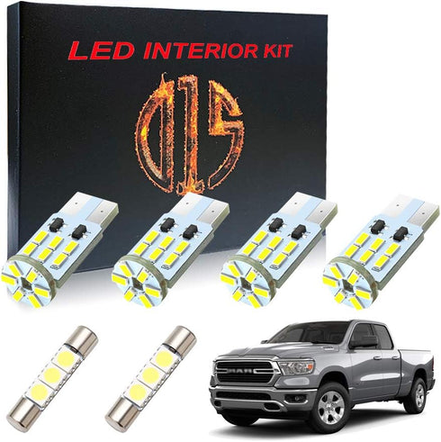 White LED Interior Kit Accessories for 2009-2019 2020 2021 2022 2023 2024 Dodge Ram 1500 2500 Map Dome Vanity Mirror License Plate Light Bulbs Big...
