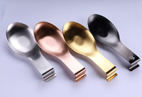 Stainless Steel Spoon Rest for Kitchen Spoon Holder Counter Cooking Utensil Rest Spoon Heavy Duty Dishwasher Safe 2pcs (Gold)...