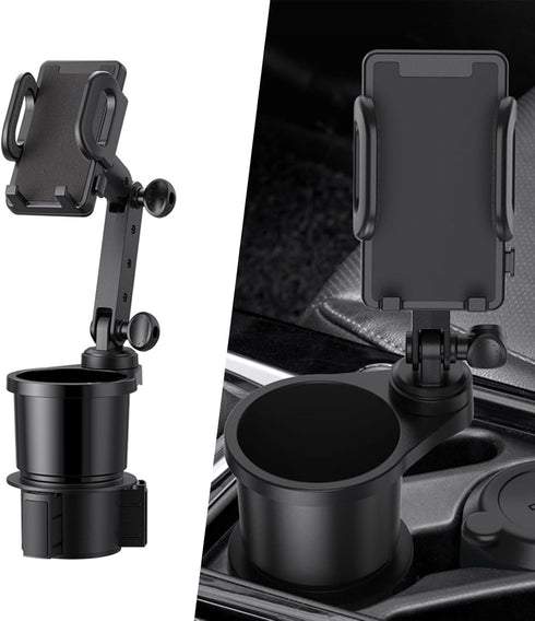 Pack-1 Universal Car Cup Holder with Cellphone Mount, 360 Degrees Rotation Cup Holder Expander Adapter, Compatible with iPhone and All Smartphones...