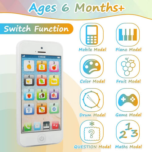 Baby Toy Phone for 12 to 36 Months Touch and Music Phone, Educational Toys & Gifts for Baby Kids Children, Play to Learn USB Recharable with 8 Fun...