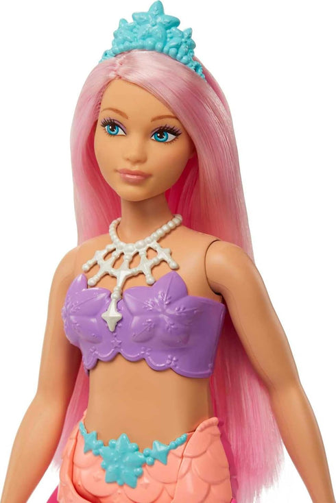 Barbie Dreamtopia Mermaid Doll with Curvy Body, Pink Hair, Pink Ombre Tail & Headband Accessory...