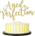 PALASASA Aged to Perfection Cake Topper - Happy Birthday, Wedding, Engagement Party Decorations Supplies (Golden)...