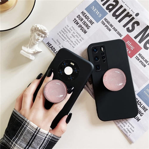 Clear Glitter Pink Rose Gold Marble Design Expandible Collapsible Mobile Phone Grip Cell Phone Stand Holder for Smartphones Cellphone Accessory...