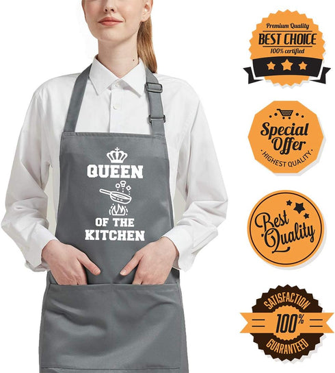 Funny Aprons for Couple, His and Hers Aprons Set, Kitchen Aprons with 2 Pockets for Cooking Grilling Baking, Anniversary Wedding Bridal Shower Bir...
