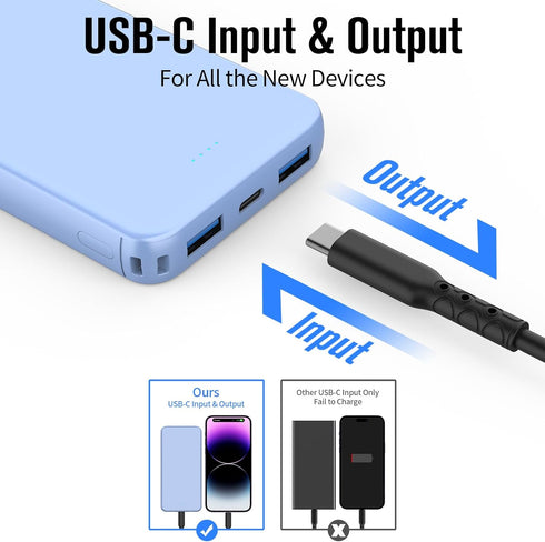VANYUST Portable Charger Power Bank, 15W PD Fast Charging 10000mAh External Power Bank, USB-C in&Out Battery Pack for iPhone 15/14/13/12 Series, S...