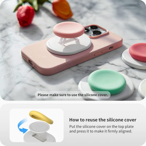 Sinjimoru Magnetic Phone Grip, Magnetic Phone Holder Compatible with MagSafe Stand, Ensuring Finger Comfort for iPhone 15 14 13 12, M-Mini Tok Pin...