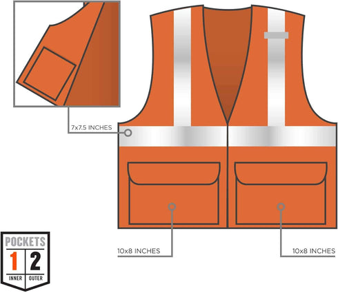 Ergodyne Unisex - H+l Class 2 Standard Solid Vest H L, Hook & Loop Orange, 4X-Large-5X-Large US...