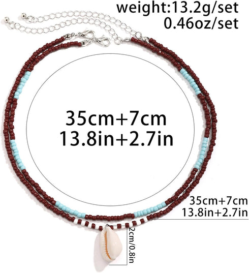 Boho Beaded Choker Necklaces for Women Layered Shell Starfish Charms Necklace Summer Surfer Beach Necklace Jewelry Gift...