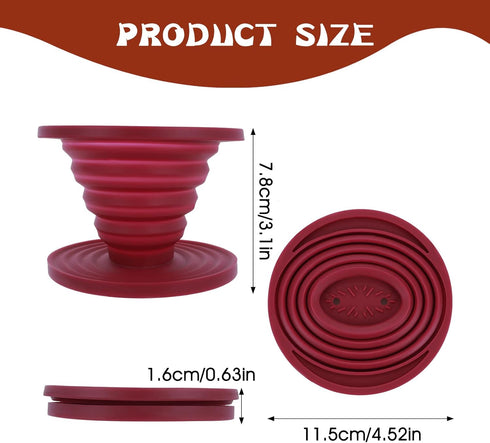 2 Pieces Collapsible Pour Over Coffee Dripper, Portable Camping Pour Over Coffee Maker, Reusable Silicone Pour Over Coffee Filter for Backpacking ...
