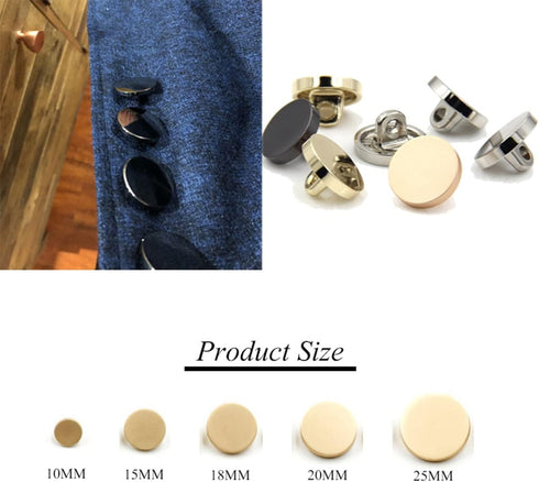 10 Pcs 10mm Zinc Alloy Buttons, Round Clothing Hook Buttons, Clothes Fasteners for Sewing Knitting Crafting, Silver...