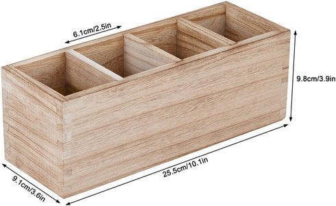 Wood Remote Control Holder Caddy, 4 Slots Table TV Remote Organizer Storage, Multiuse Desk Storage Caddy for Store Pen, Phone, Office Supplies...