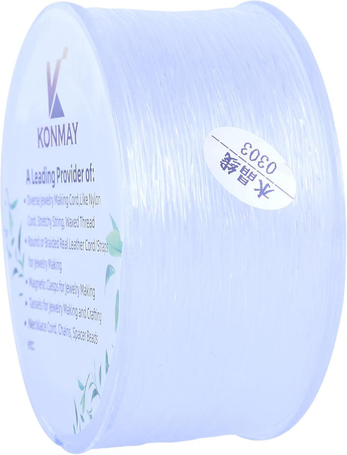 KONMAY 65 Yards 0.8mm Round Stretchy Cystal String for Bracelet with Organizing Case, White Crystal Elastic Thread Cord for Jewelry Bracelets Maki...