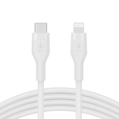 Belkin BoostCharge Flex Silicone USB-C to Lightning Cable (2M/6.6FT), MFi-Certified Charging Cable for iPhone Series with Cable Clip - White...