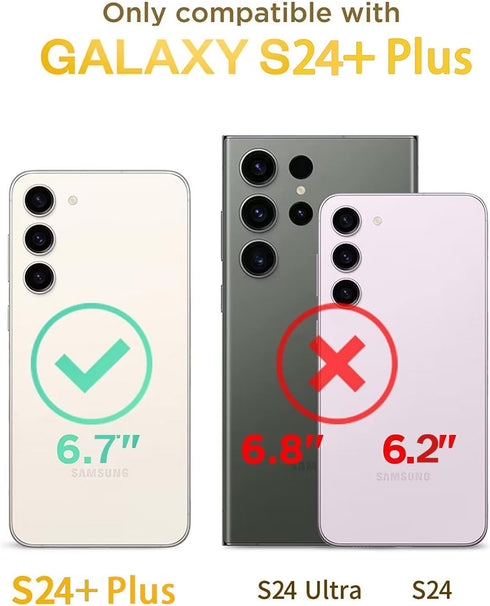 DEERLAMN for Samsung Galaxy S24+ Plus Case with Slide Camera Cover+Screen Protector (1 Pack), Rotated Ring Kickstand Military Grade Shockproof Pro...