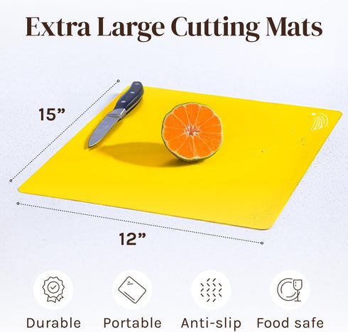 4 Piece Flexible Plastic Cutting Boards For Kitchen, BPA Free Plastic Cutting Mats For Kitchen - Extra Thick Chopping Mats - Each Board Mat Color ...