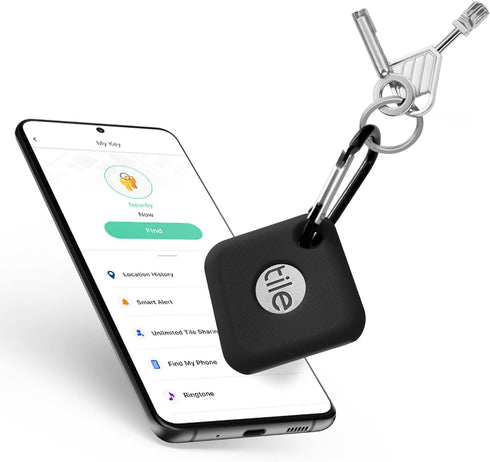 Silicone Case for Tile Pro (2018), Soft and Flexible, Scratch/Shock Resistant Silicone Cover with Carabiner for Tile Pro Tracker (Black)...