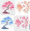 2pcs Cherry Blossoms Stencils 11.8×11.8inch Large Blooming Stencil with Paint Brush Square Japanese Style Drawing Template for Wood Walls Canvas F...