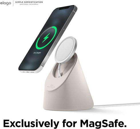 elago MS1 Charging Stand Compatible with MagSafe Charger - Premium Silicone Stand Compatible with iPhone 15/14/13/12 Series, Designed for iOS17 St...