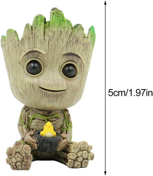 Mini Groot Figurine Miniature Model Home Accessories Decompression Artefact Kids (Bird Nest Model)...