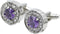 V & L Round Purple Crystal Cuff links Silver – Fancy Unique Elegant Sparkling Luxury Gem Stone Cufflinks for men Round - Perfect for Wedding, Form...