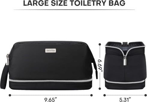 Travel Toiletry Bag for Men Women - Double Layer Waterproof Cosmetic Bag with Wet Dry Separation, Portable Shaving Dopp Kit Bathroom Hygiene Bags,...