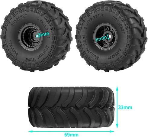 4Pcs RC Rubber Tires Super Sticky Mud Terrain Tires for 1/24 Axial SCX24 RC Crawler Car Upgrade...