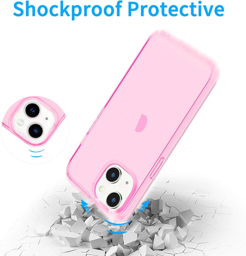 JJGoo Compatible with iPhone 13 Case, Clear Pink Soft Shockproof Protective Slim Thin Phone Bumper Cover for iPhone 13-6.1 inch 2021...