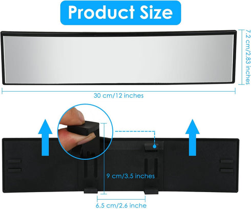 DS. DISTINCTIVE STYLE Wide Rear View Mirror Clip On 12 Inch Universal Panoramic Convex Interior Wide Angle Mirror...