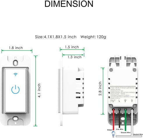 Smart Light Switch, WiFi Switch Touch Wall Switch 1 Gang, Compatible with Alexa Google Home......