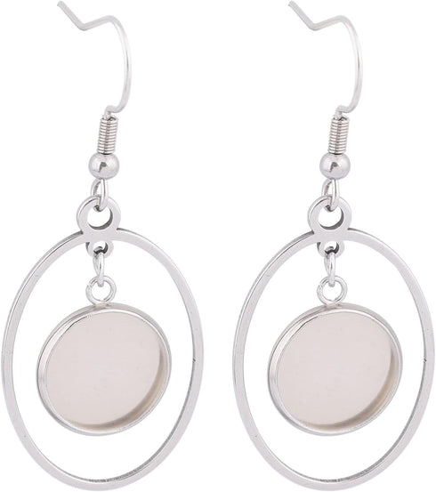 20pcs Stainless Steel Earring Base Blanks Fit 12mm Round Cabochon Bezel Setting Trays DIY Jewelry Making Supplies...