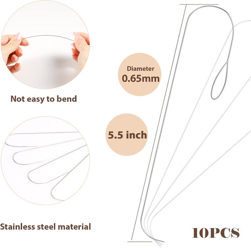 PP OPOUNT 10 PCS Upgrade Big Eye Curved Beading Needles, 5.5 Inch Beading Needles for Bead Spinner, Bead Needles for Jewelry Making, DIY Waist Bea...