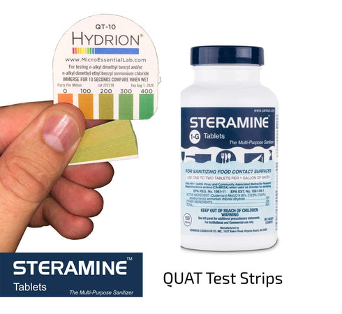 Steramine Quat Sanitizer Test Strips, 15 Litmus Paper Each Envelopes, Kit of 2X QT-10 Test Strips to Measure 0-400 PPM, Quat Test Strips for Testi...