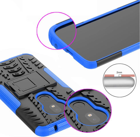 Phone Case for Moto G7 Play/MotoG7 Optimo XT1952DL/Tmobile Revvlry with Tempered Glass Screen Protector Cover Stand Hard Rugged Hybrid Cell Access...