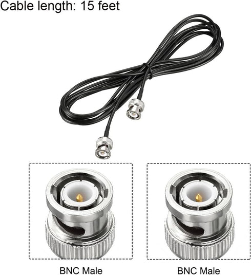 uxcell BNC Male to Male Coaxial Jumper Cable 50 ohm 16 feet RG174...