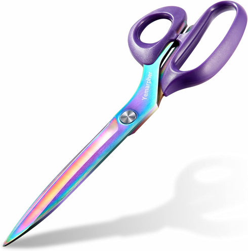 Fabric Scissors, Ultra-Sharp Stainless Steel Sewing Scissors, Professional Titanium Coating Tailor Scissors, Clothing Scissors for Home, 10.5 Inch...