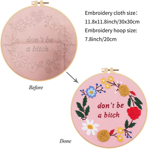 Artilife Embroidery Kit with Pattern and Instruction, Funny Cross Stitch Kits Include Embroidery Cloth, Hoop, Color Thread and Needles......