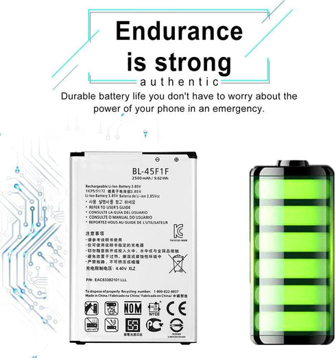 DDONG for LG Fortune M153 Fortune 2 LMX210CM, K8 2017, LV3 Replacement Battery BL-45F1F 2500mAh...