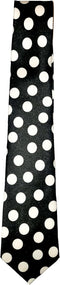 White and Black Polka Dot Tie Necktie Unisex...