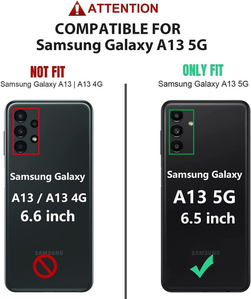 for Galaxy A13-5G Phone Case, (NOT FIT 4G) Samsung A13 Case with Glass Screen Protector, Full-Body Strong Protection Shockproof Heavy Duty Android...