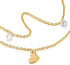 COOLSTEELANDBEYOND Two-Row Stainless Steel Gold Color Anklet Bracelet with Dangling Charms of Cubic Zirconia and Hearts...