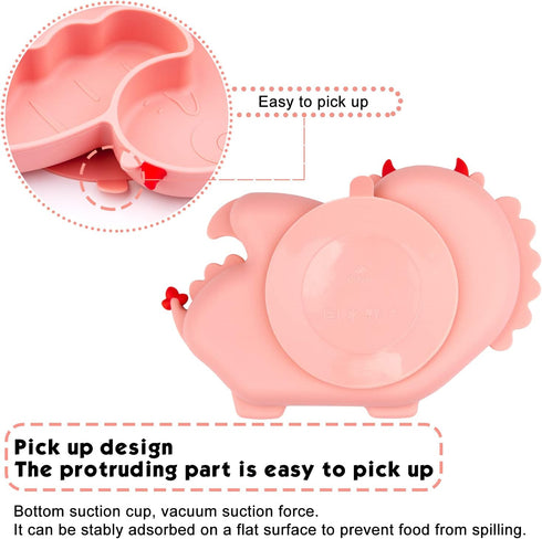 Qshare Toddler Plate, Portable Baby Plates for Toddlers and Kids, BPA-Free Strong Suction Silicone Placemat, 11x8x1 Inch...
