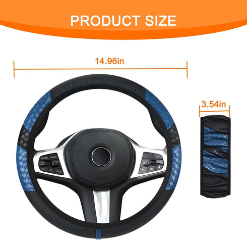 AUCELI Car Steering Wheel Cover, Leather Vehicle Steering Wheel Protector for Men Women, Anti-Slip Comfortable Grip, Breathable Automotive Accesso...