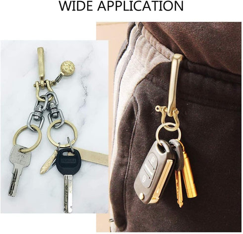 PH PandaHall Fish Hook Keychain, Brass Key Ring Golden Solid U Shape Key Hook Belt Keyring Pocket Clip with Key Shackle Heavy Duty Car keychain fo...
