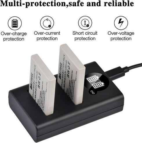 Batmax 2Pcs EN-EL5 Battery + Quick LED Charger for Nikon Coolpix P5000, P5100, P6000, S10 CoolPix 3700, 4200, 5200, 5900, 7900, P3, P4, P80, P90, ...