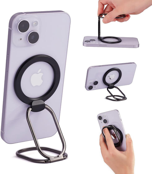 Magnetic Phone Ring Holder for MagSafe Grip Kickstand Adjustable Cellphone Ring Stand Mag Safe Accessories for iPhone15/ 14/13/12 Series Removable...