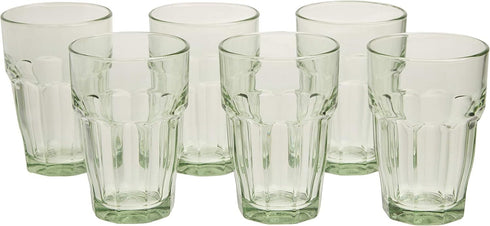 Bormioli Rocco Rock Bar 12.5 oz. Long Drink Stackable Tempered Beverage Glasses for Cold Drinks, Water, and Cocktails, Set of 6, Mint Green...