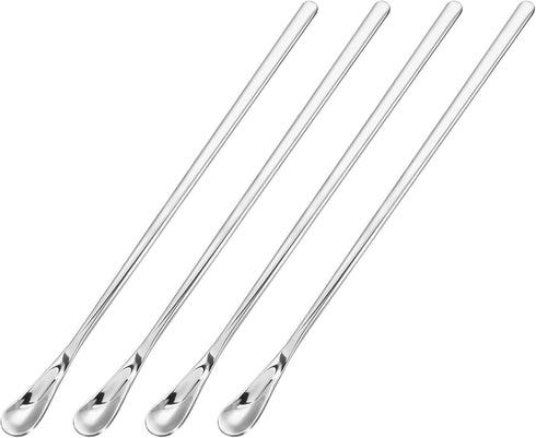 uxcell 4Pcs Stainless Steel Mixing Spoon 7.6 Inch Cocktail Stirrer Bar Spoon Drink Stirring Spoon with Long Handle for Bar Cocktail Ice Tea, Silve...