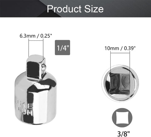 2Pcs 3/8 Inch Drive (F) x 1/4 Inch (M) Impact Socket Adapter for Ratchet Wrenches, Cr-V Converter for Sleeve Reducer, Female to Male...