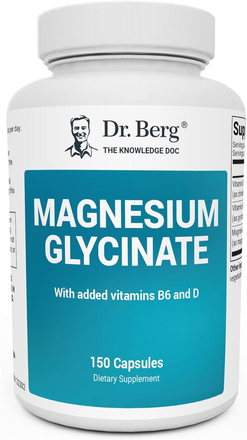 Dr. Berg's Magnesium Glycinate 400mg - Fully Chelated Magnesium Glycinate Capsules for Stress, Calm, Relaxation & Sleep Support - includes Magnesi...