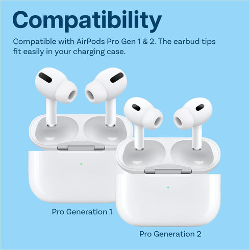 MMOBIEL 3 Pairs Replacement Earbud Tips for AirPods Pro Gen 1 & 2 Anti-Slip Silicone Ear Tips – Earbuds with Noise Reduction Hole, Portable Storag...